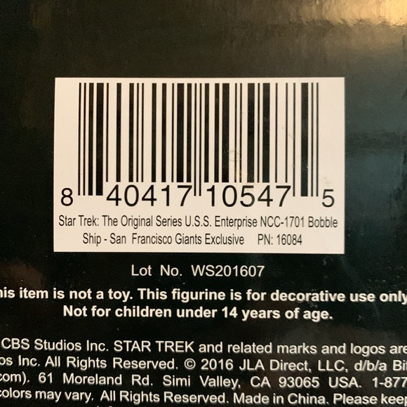 NIB S.F. Giants USS Enterprise NCC-1701 Bobble ship. - Picture 2 of 5